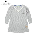 メゾンスコッチ MAISON SCOTCH 正規販売店 レディース 七分袖Tシャツ Striped indigo Tee in A-line fit. 100221 B D00S20