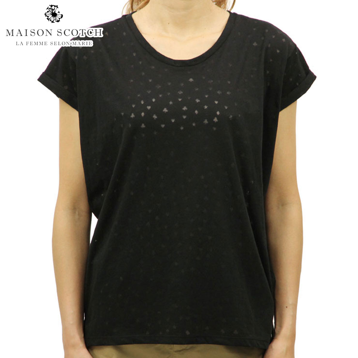 メゾンスコッチ MAISON SCOTCH 正規販売店 レディース 半袖Tシャツ RELAXED FIT SHORT SLEEVE BURNOUT TEE 137352 8 BLACK D00S15