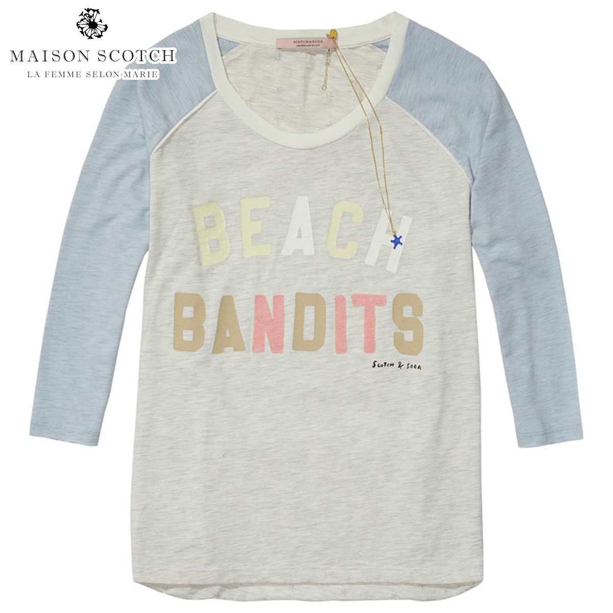 メゾンスコッチ MAISON SCOTCH 正規販売店 レディース 七分袖Tシャツ A-LINE T-SHIRT 132610 18 COMBO B D00S15