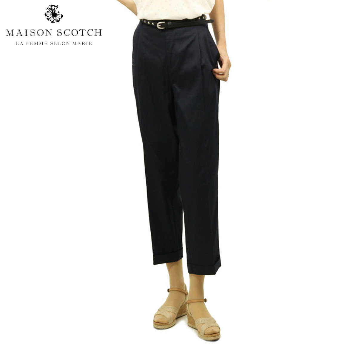 メゾンスコッチ MAISON SCOTCH 正規販売店 レディース チノパン FRONT PLEATS PIRATE INSPIRED PANT WITH BELT 137009 2 NIGHT D00S15