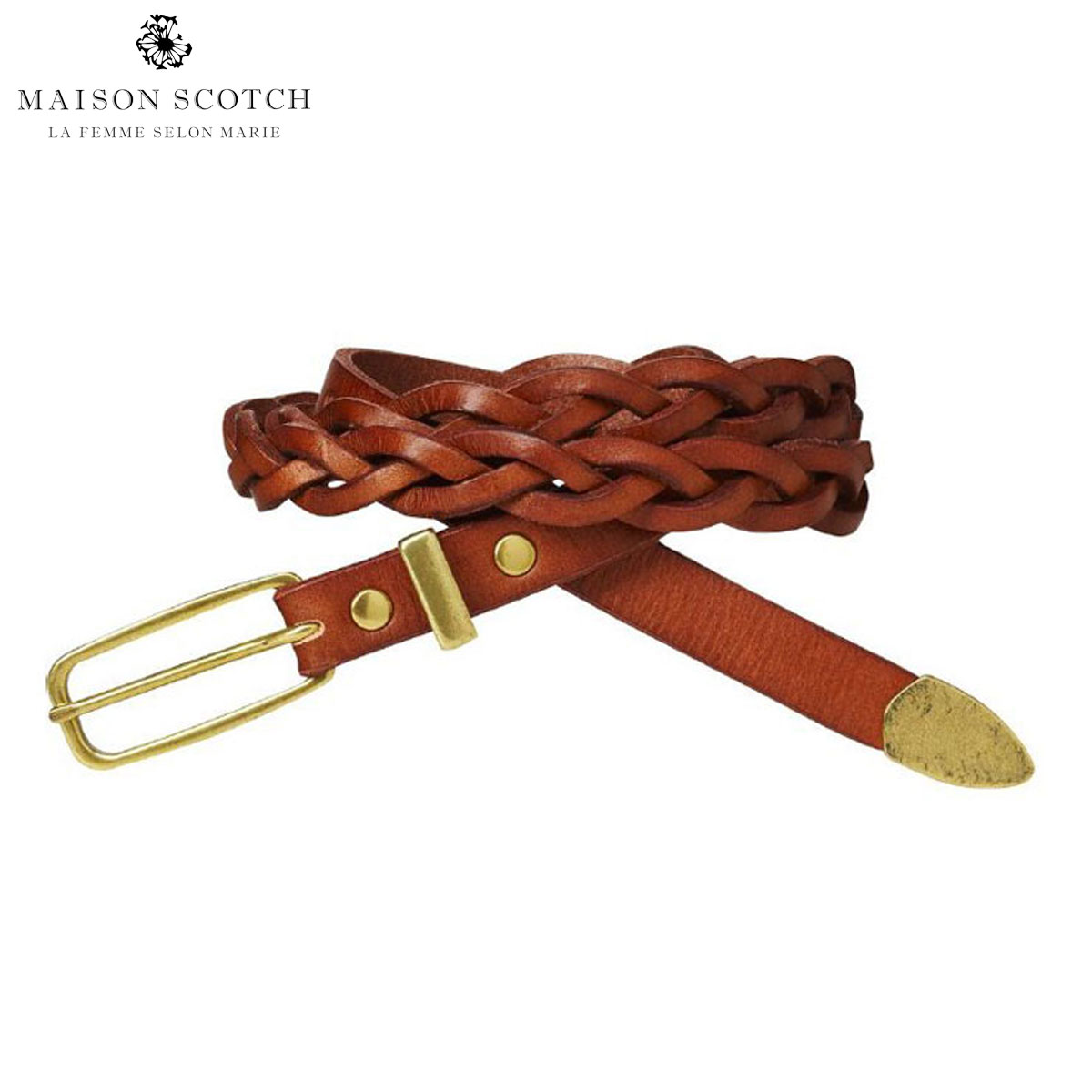 ᥾󥹥å MAISON SCOTCH Ź ǥ ٥ BRAIDED LEATHER BELT 137487 77 C...