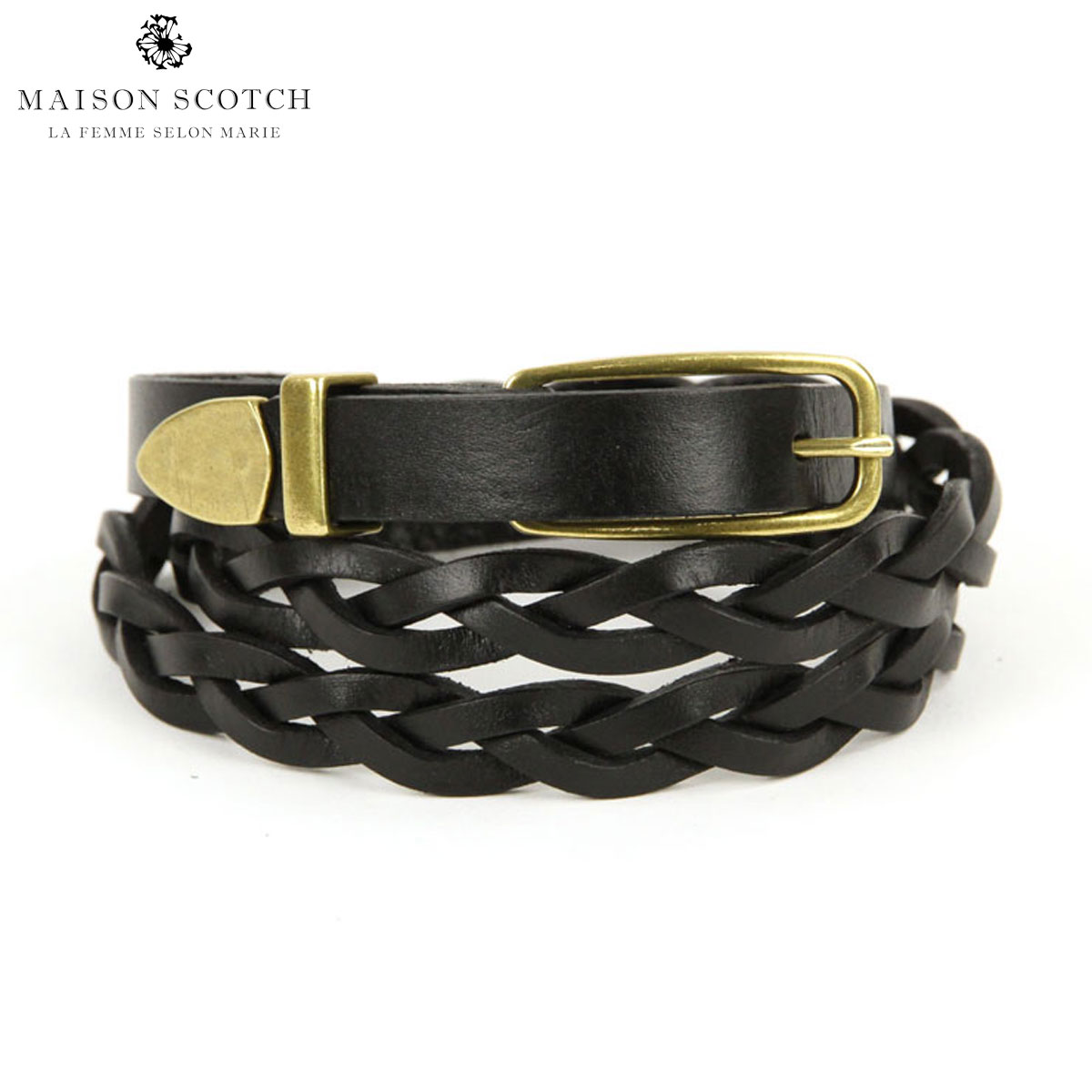 30%OFFZ[ y̔ 6/4 20:00`6/11 1:59z ]XRb` MAISON SCOTCH K̔X fB[X xg BRAIDED LEATHER BELT 137487 8 BLACK D00S15 ̓ v[g bsO