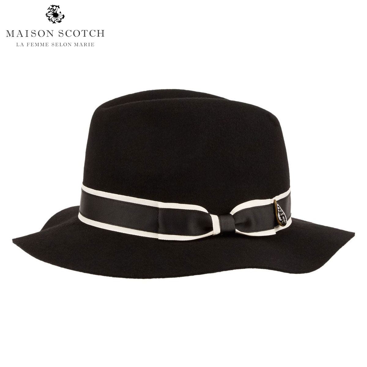 ]XRb` MAISON SCOTCH K̔X fB[X tFg nbg FELT HAT WITH SHINY BOW 141518 08 58801 BLACK D