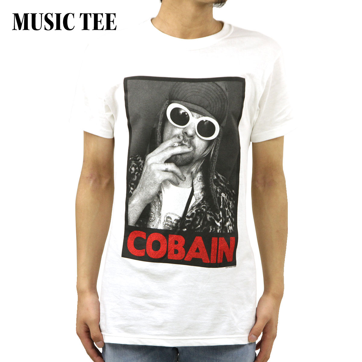 ミュージックティ バンドTシャツ メンズ 正規品 MUSIC TEE フォトT ロックTシャツ 半袖Tシャツ カート コバーン KURT COBAIN SMOKING BOX PHOTO MUSIC TEE