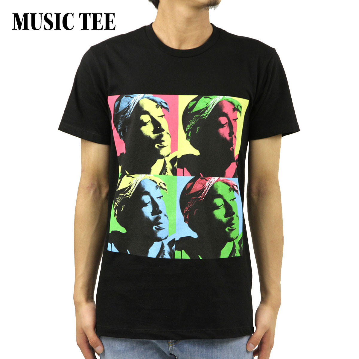 ミュージックティ バンドTシャツ メンズ 正規品 MUSIC TEE フォトT ロックTシャツ 半袖Tシャツ トゥーパック 2パック 2PAC POP ART TEE MUSIC TEE 父の日 プレゼント ラッピング