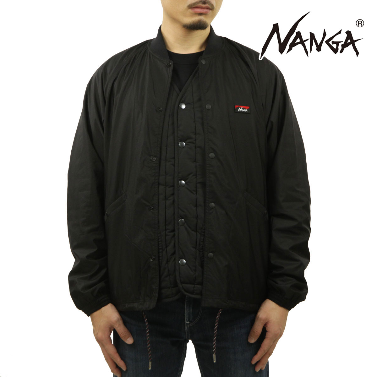 ナンガ コーチジャケット メンズ 正規販売店 NANGA アウター ジャケット RIB COLLAR COACH JACKET BLACK