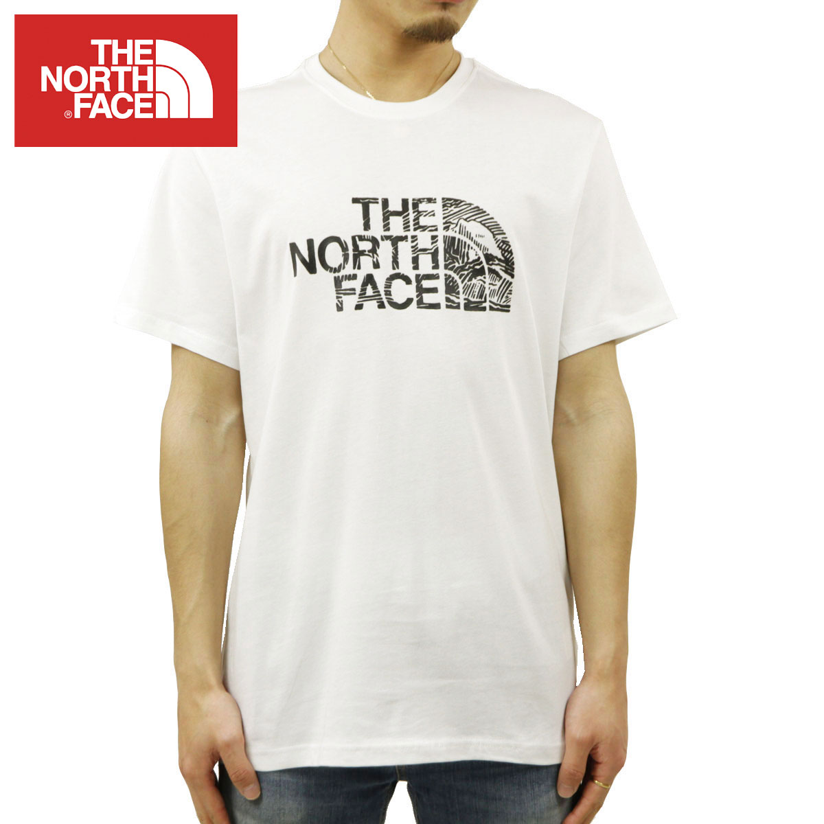 ノースフェイス Tシャツ メンズ 正規品 THE NORTH FACE 半袖Tシャツ クルーネック ロゴTシャツ SHORT SLEEVE WOODCUT DOME TEE NF00A3G1 TNF WHITE 父の日 2022