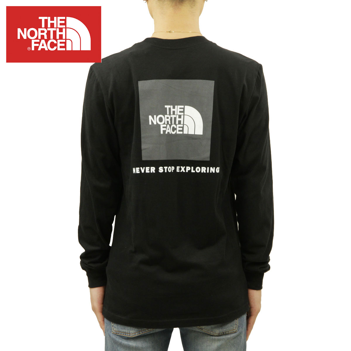  ノースフェイス ロンT メンズ 正規品 THE NORTH FACE 長袖Tシャツ バックプリント ロゴT 海外限定 LONG SLEEVE BOX NSE TEE NF0A4762 KT0 TNF BLACK/ASPHALT GREY