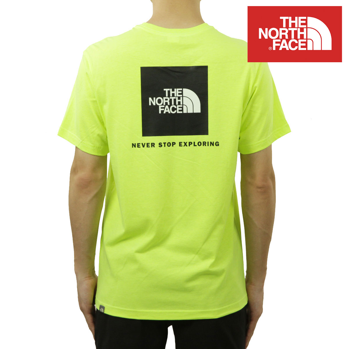  ノースフェイス メンズ 半袖Tシャツ 正規品 THE NORTH FACE ロゴ バックプリント クルーネック SHORT SLEEVE RED BOX TEE - EU NF0A2TX2 FM9 LED YELLOW - TNF BLACK