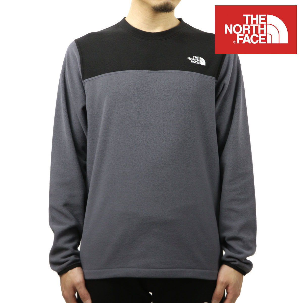  ノースフェイス フリース メンズ 正規品 THE NORTH FACE トップス グレイシャー クルーネック スウェットシャツ TNF TKA GLACIER CREW FLEECE NF0A7UJA F9L VANADIS GREY/TNF BLACK