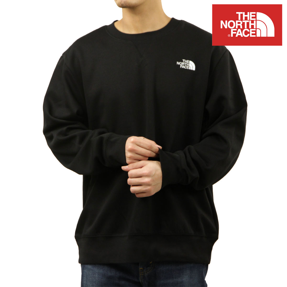 Sweat - ノースフェイス メンズ スウェット 正規品 THE NORTH FACE クルーネック ロゴ トレーナー 海外限定 M ESSENTIAL RELAXED CREWNECK SWEATSHIRT TNF BLACK NF0A89ET JK3