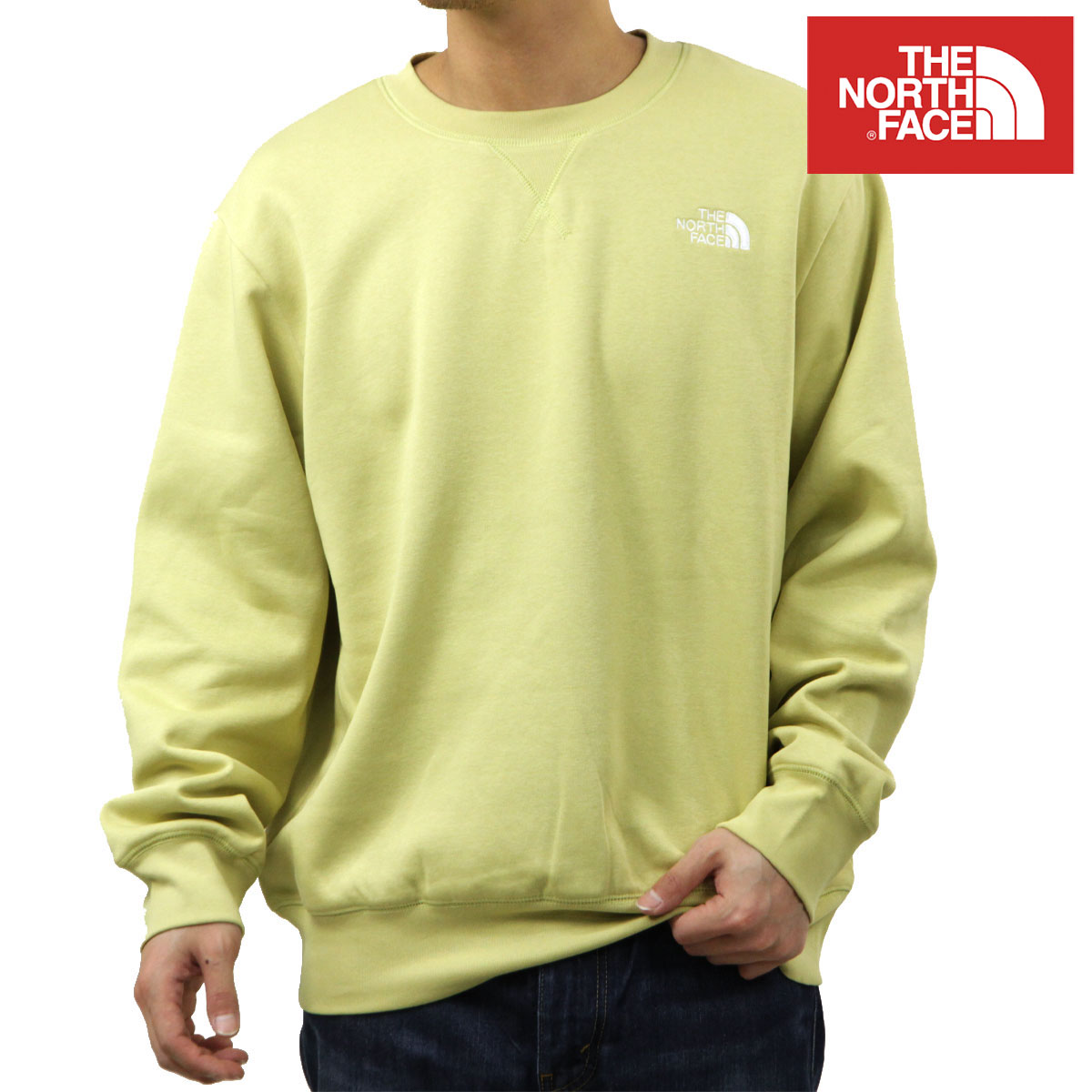 乐天商城 - ノースフェイス メンズ スウェット 正規品 THE NORTH FACE クルーネック ロゴ トレーナー 海外限定 M ESSENTIAL RELAXED CREWNECK SWEATSHIRT PEAR LIGHT YELLOW NF0A89ET G73