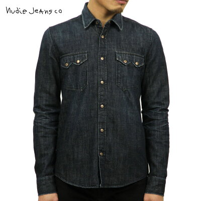ヌーディージーンズ ジャケット メンズ 正規販売店 Nudie Jeans アウター デニムシャツ Gusten 140091 REPAIR MEDIUM CONTRAST LIGHT DAMAGE D15S25