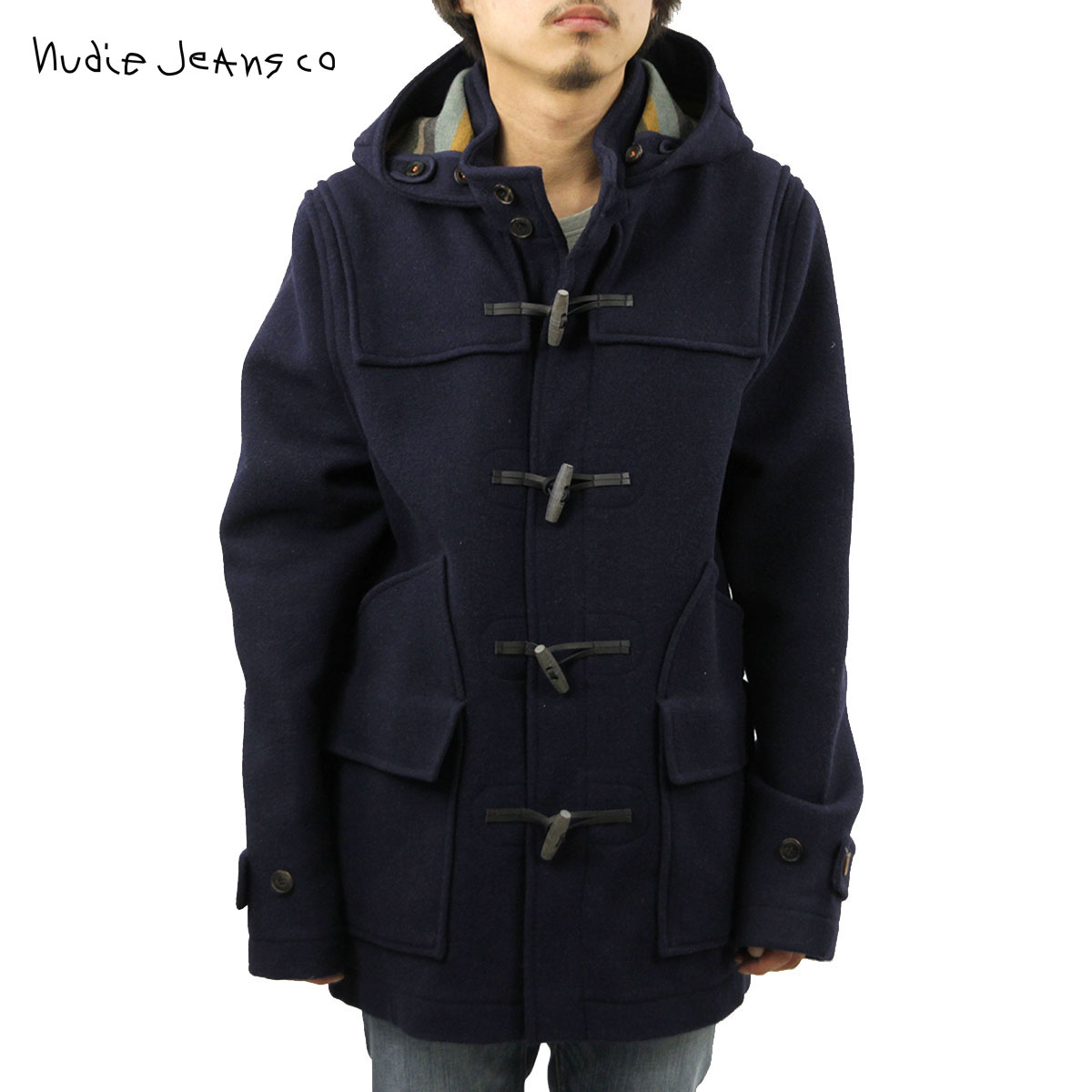 ヌーディージーンズ アウター メンズ 正規販売店 Nudie Jeans ジャケット コート Howard Duffel Bouble Face Navy B25 160310 5011 D15S25