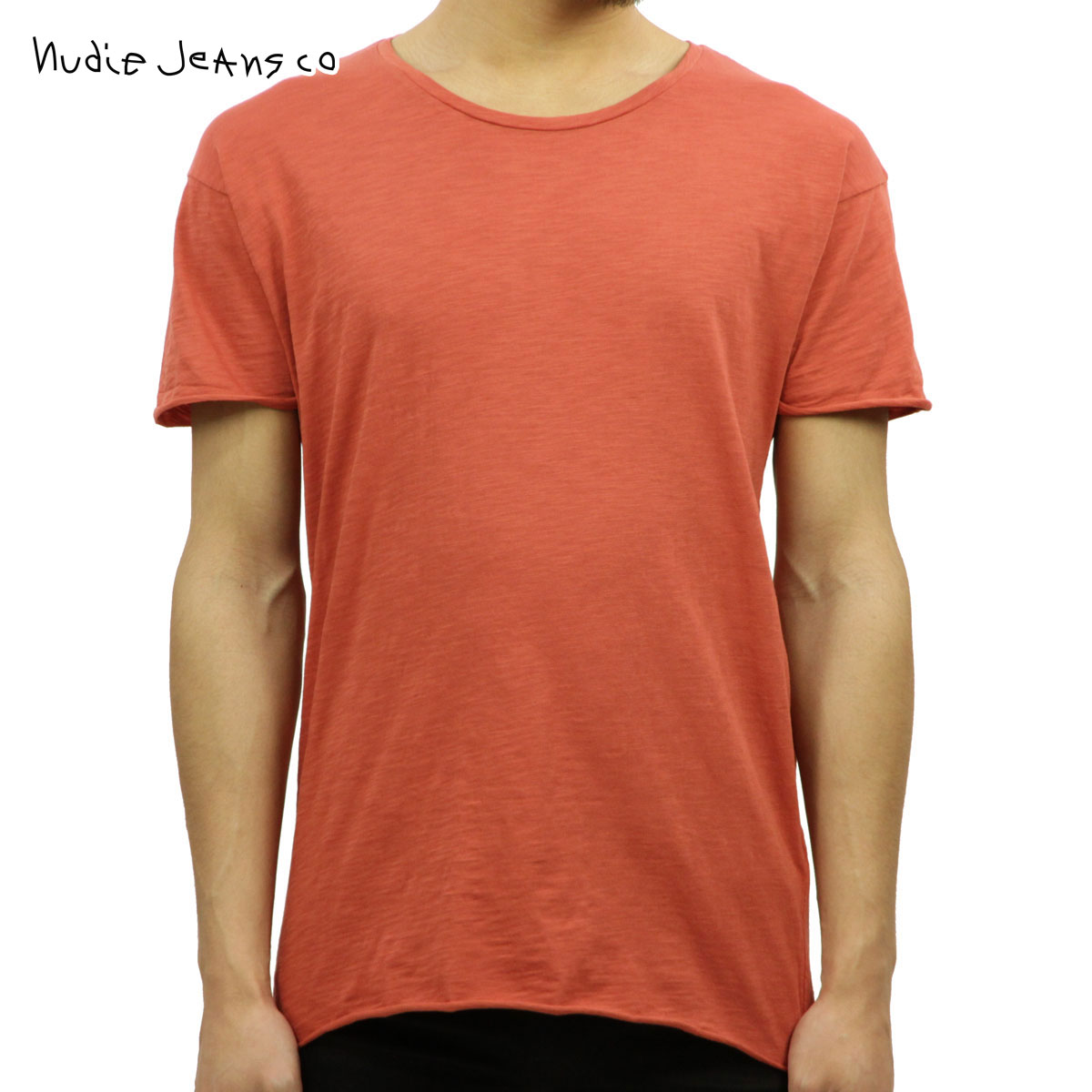 ヌーディージーンズ Nudie Jeans 正規販売店 メンズ 無地 クルーネック 半袖Tシャツ ROGER SLUB CREW TEE SHIRT AURORA RED C24 131484