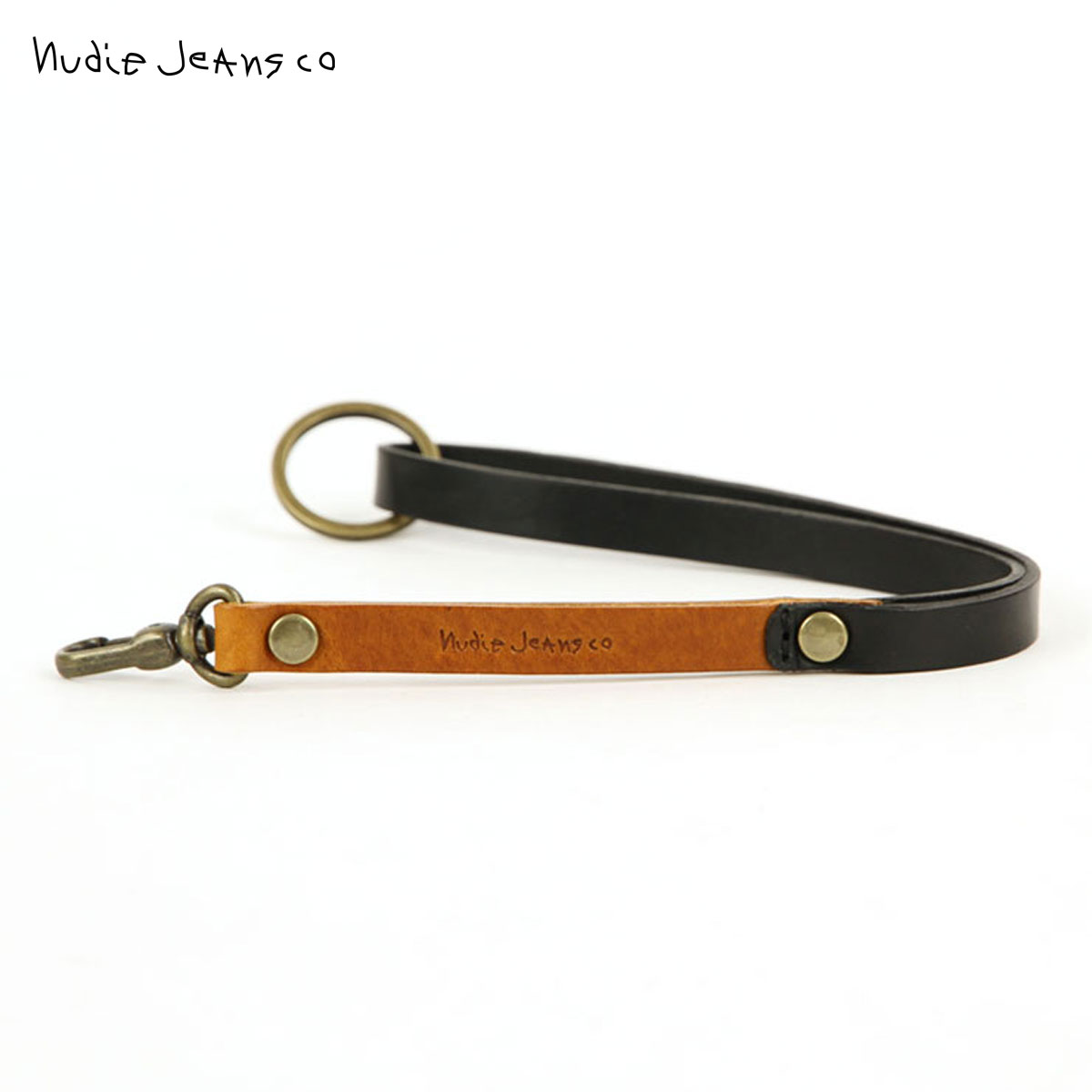 k[fB[W[Y Nudie Jeans K̔X L[z_[ MARKUSSON TWO COLOUR KEYRING BLACK/COGNAC C08 180710 D00S15 ̓ v[g bsO