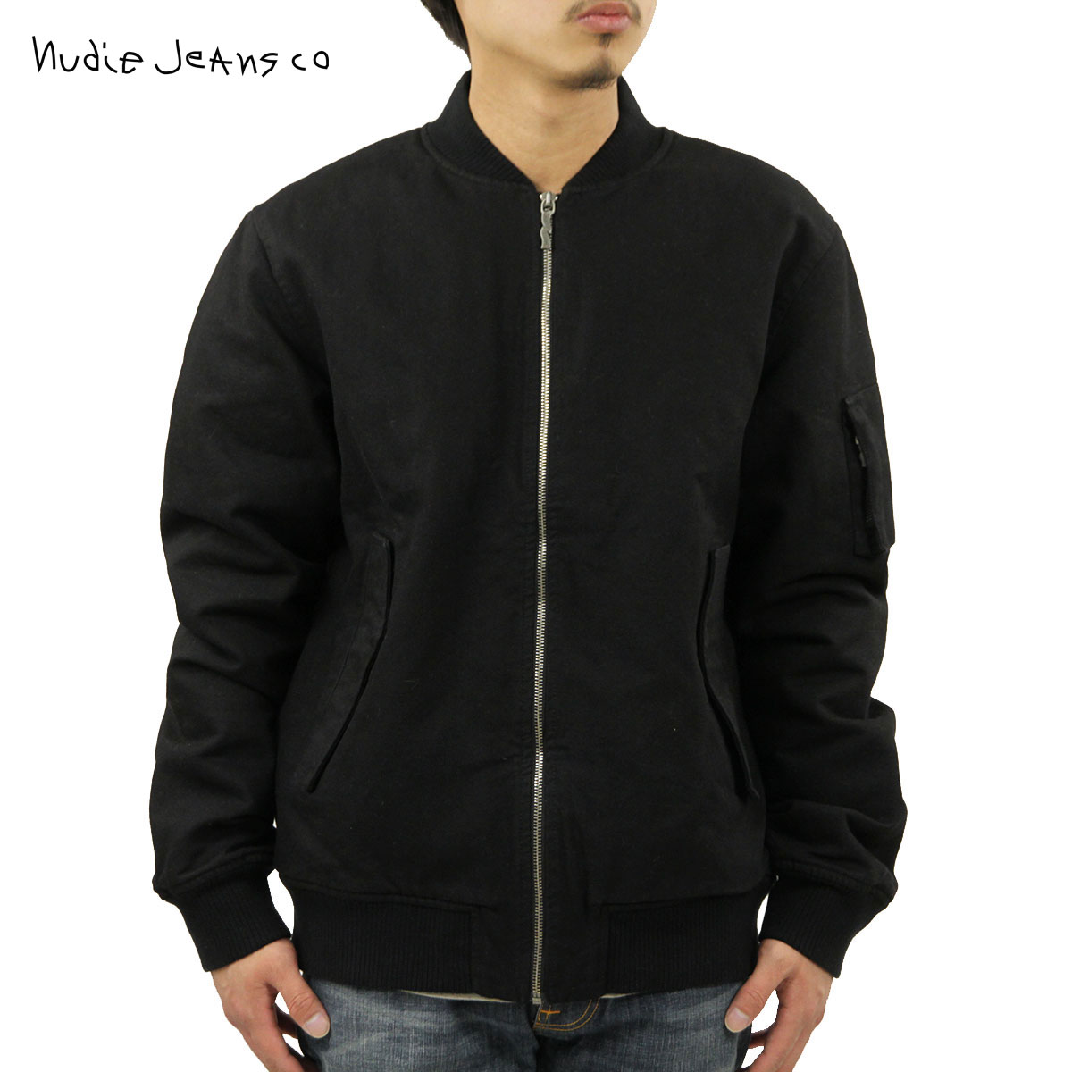 ヌーディージーンズ ヌーディージーンズ アウター メンズ 正規販売店 Nudie Jeans ジャケット MA-1 ALEXANDER BOMBER JACKET 160518 5011 BLACK 父の日 プレゼント ラッピング