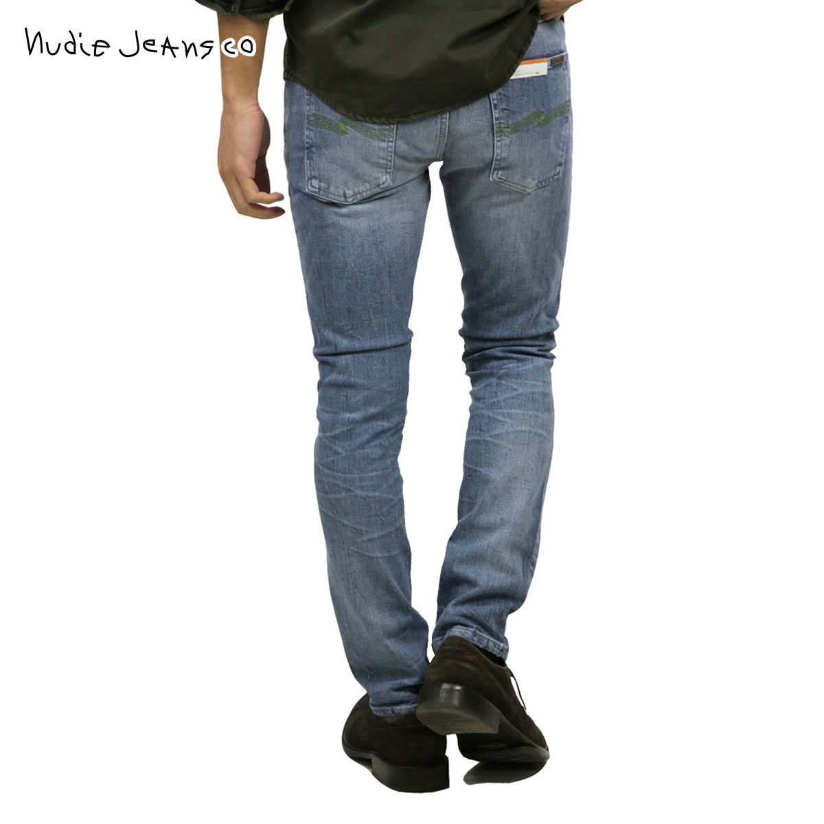 ヌーディージーンズ ジーンズ メンズ 正規販売店 Nudie Jeans ジーパン リーンディーン LEAN DEAN JEANS WORN IN GREEN 981 1129760 父の日 プレゼント ラッピング