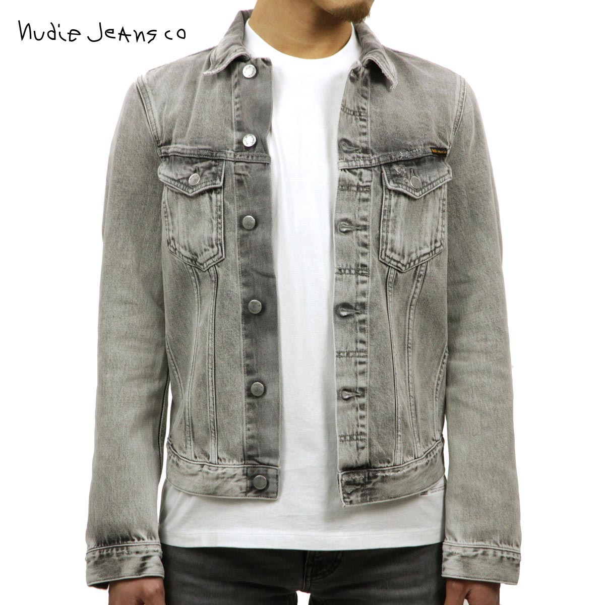 ヌーディージーンズ アウター メンズ 正規販売店 Nudie Jeans ジャケット デニムジャケット BILLY LIGHT GREY TRASHED DENIM JACKET DENIM B26 160617 5012 父の日 プレゼント ラッピング