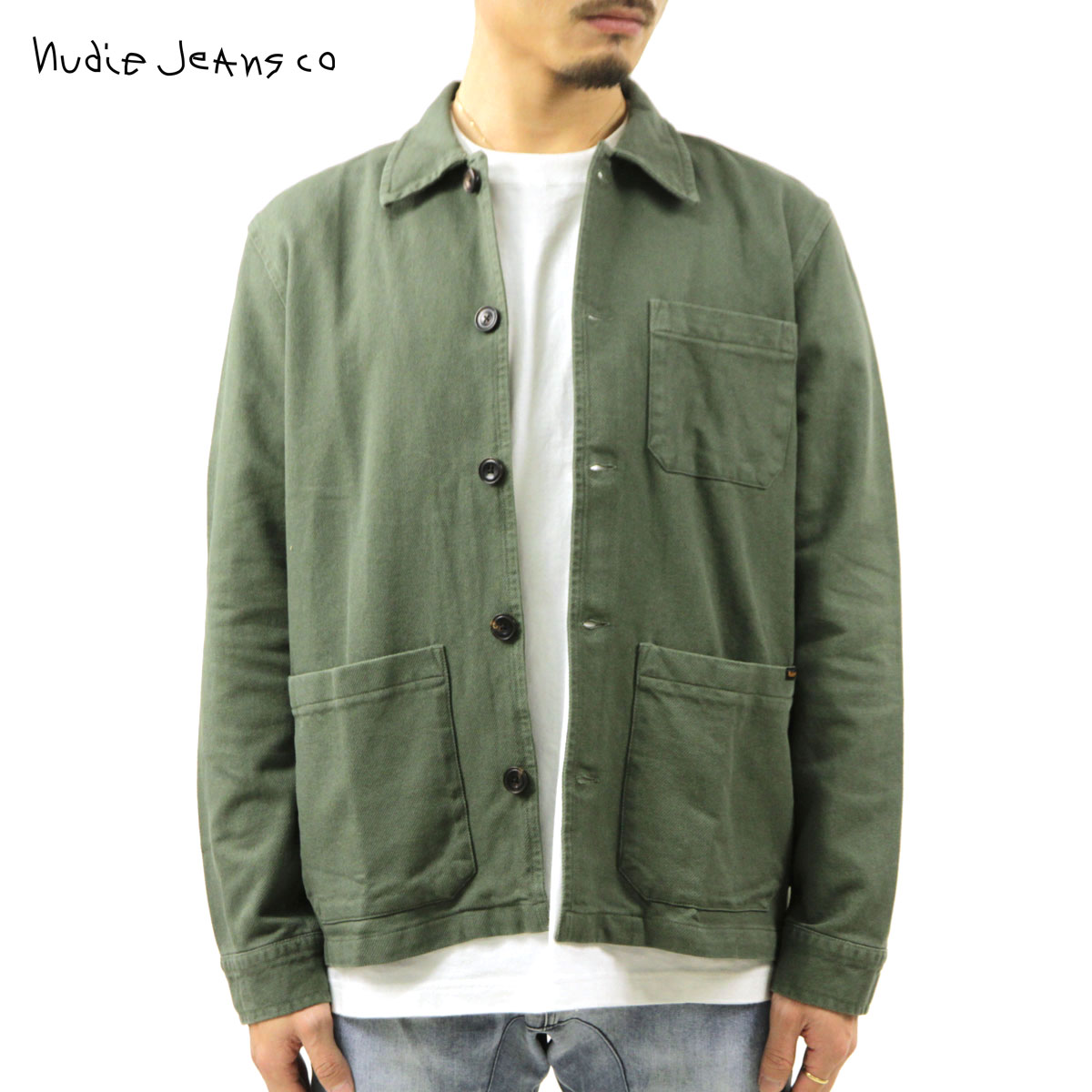 ヌーディージーンズ ヌーディージーンズ アウター メンズ 正規販売店 Nudie Jeans カバーオール BARNEY WORKER JACKET OLIVE G03 160676 父の日 プレゼント ラッピング