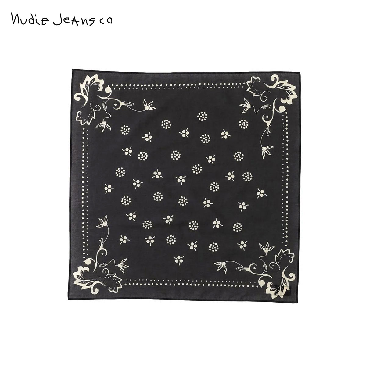 ヌーディージーンズ バンダナ メンズ レディース 正規販売店 Nudie Jeans スカーフ NUDIE JEANS BANDANA BLACK B01 180972