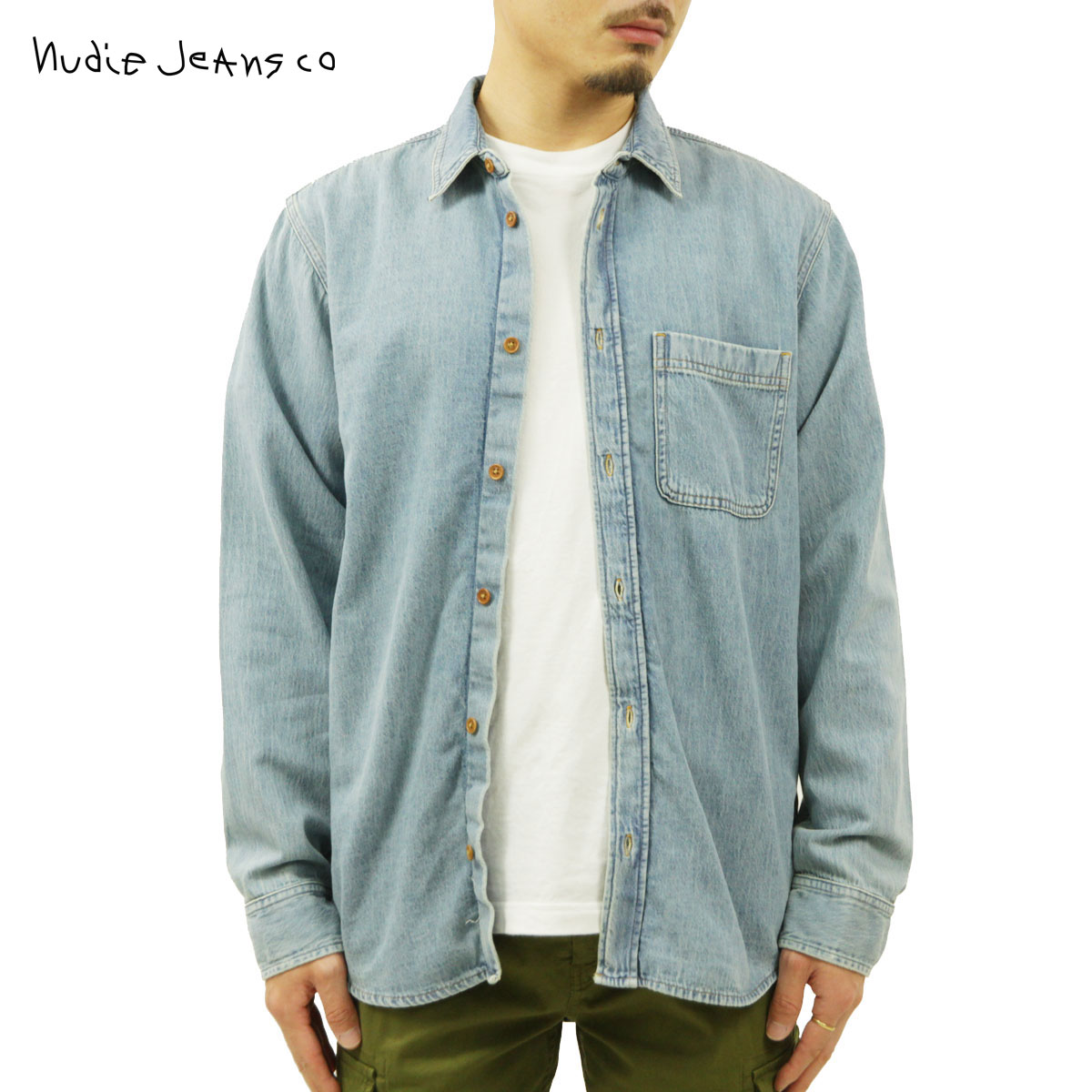 ヌーディージーンズ デニムシャツ メンズ 正規販売店 Nudie Jeans 長袖シャツ HEBBE DENIM SHIRTS SUNDAYS 140728 B26