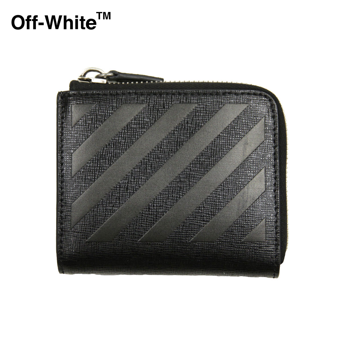 オフホワイト 財布 メンズ レディース 正規品 OFF-WHITE コインケース 財布 ミニサイズ 3D DIAG SAFF ZIP WALLET BLACK BLACK OMNC030F21LEA0011010