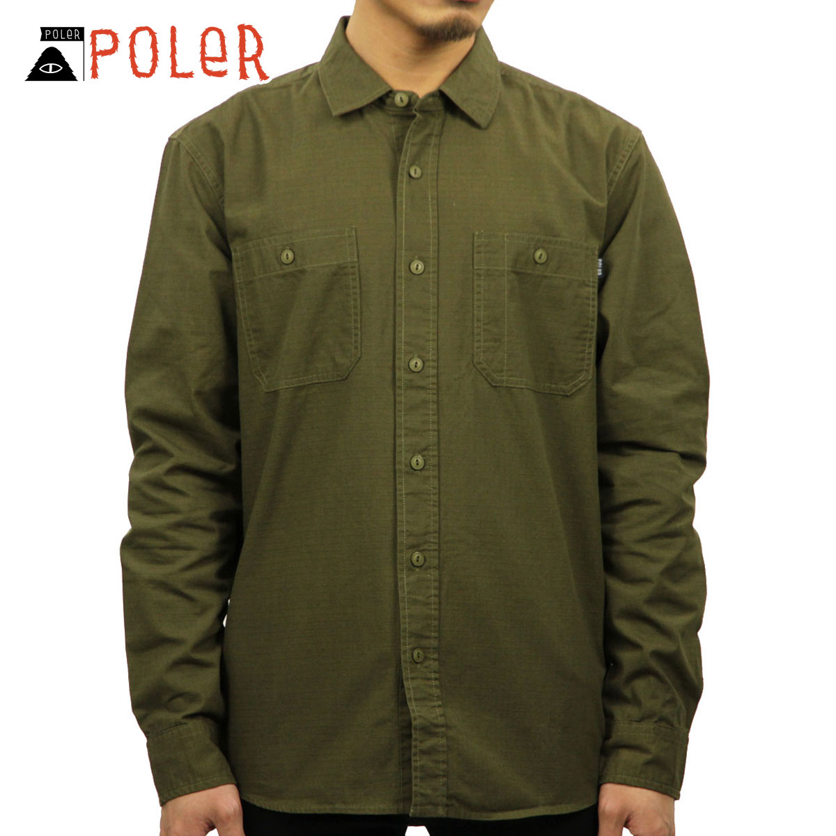  ポーラー シャツ メンズ 正規販売店 POLER 長袖シャツ ワークシャツ HAWTHORN L/S RIPSTOP WOVEN 21310003-OLV OLIVE