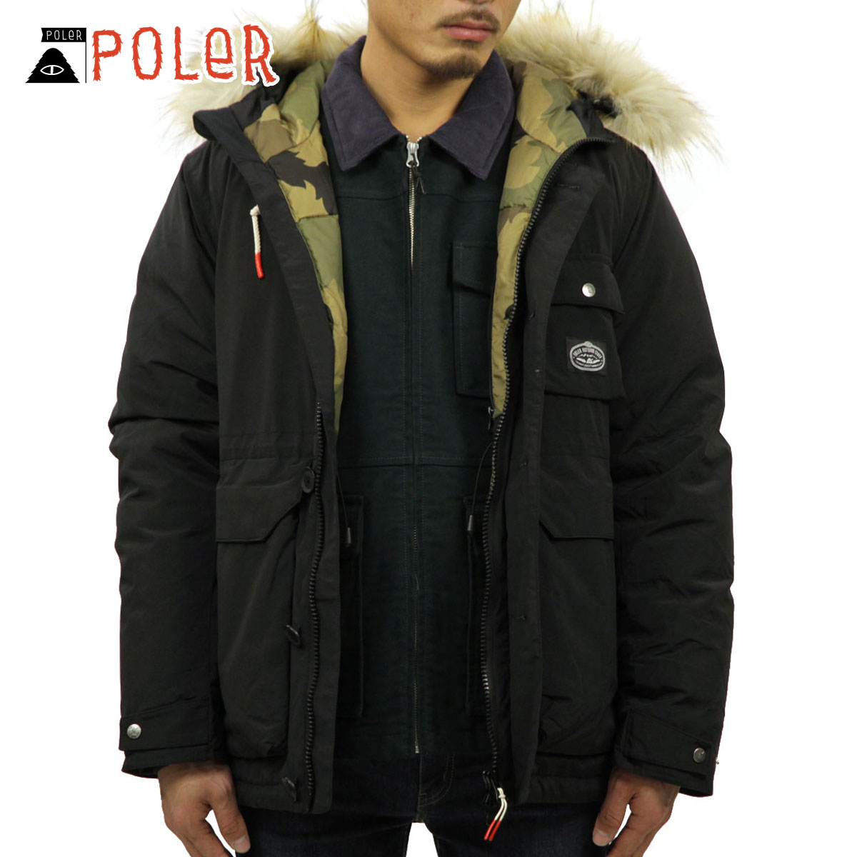 ポーラー POLER 正規販売店 メンズ ボアジャケット アウター ALDER DOWN PARKA JACKET 21600019-BLK BLACK