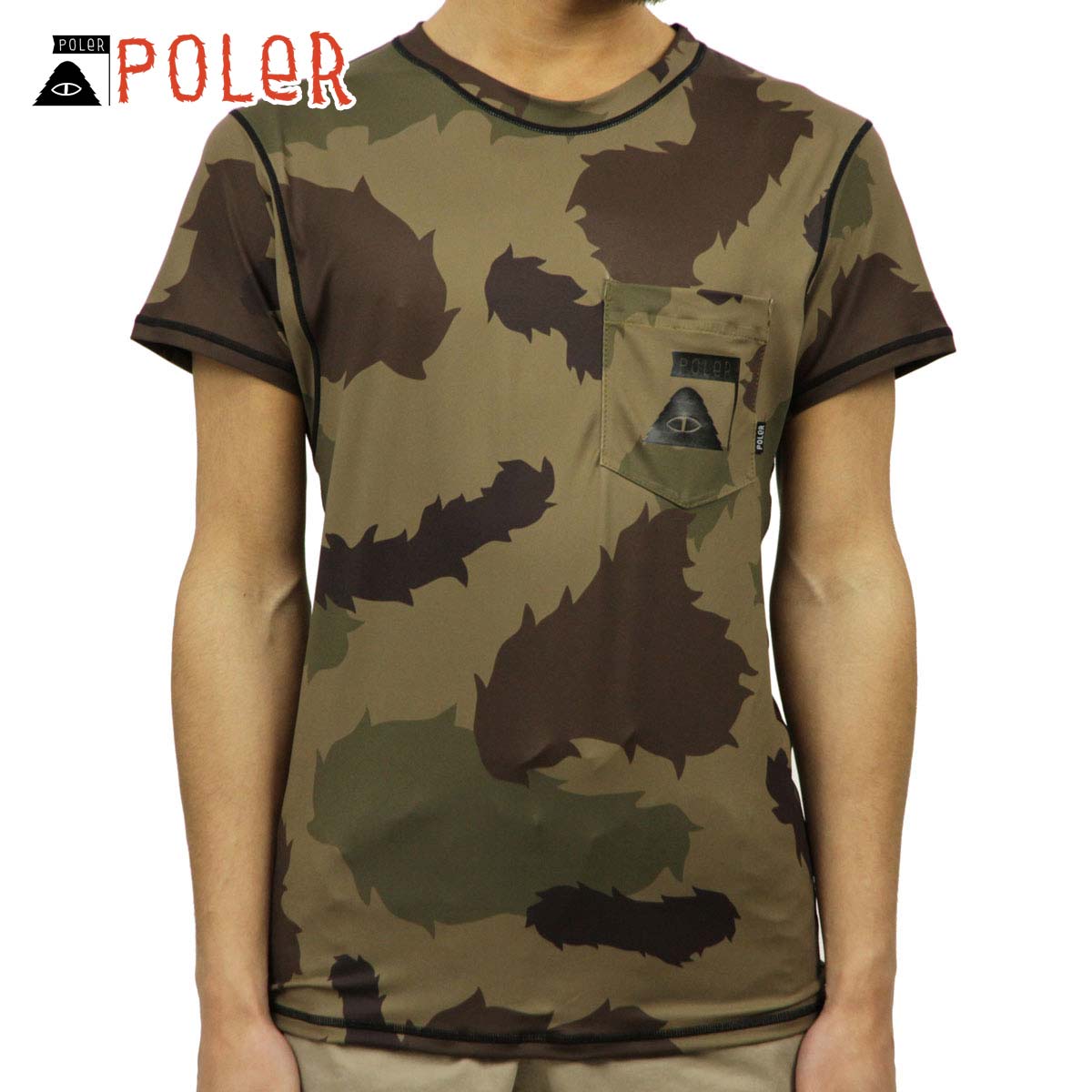 ポーラー POLER 正規販売店 メンズ 半袖 ラッシュガード Tシャツ SUMMIT RUSH GUARD S/S TEE OLIVE FURRY CAMO