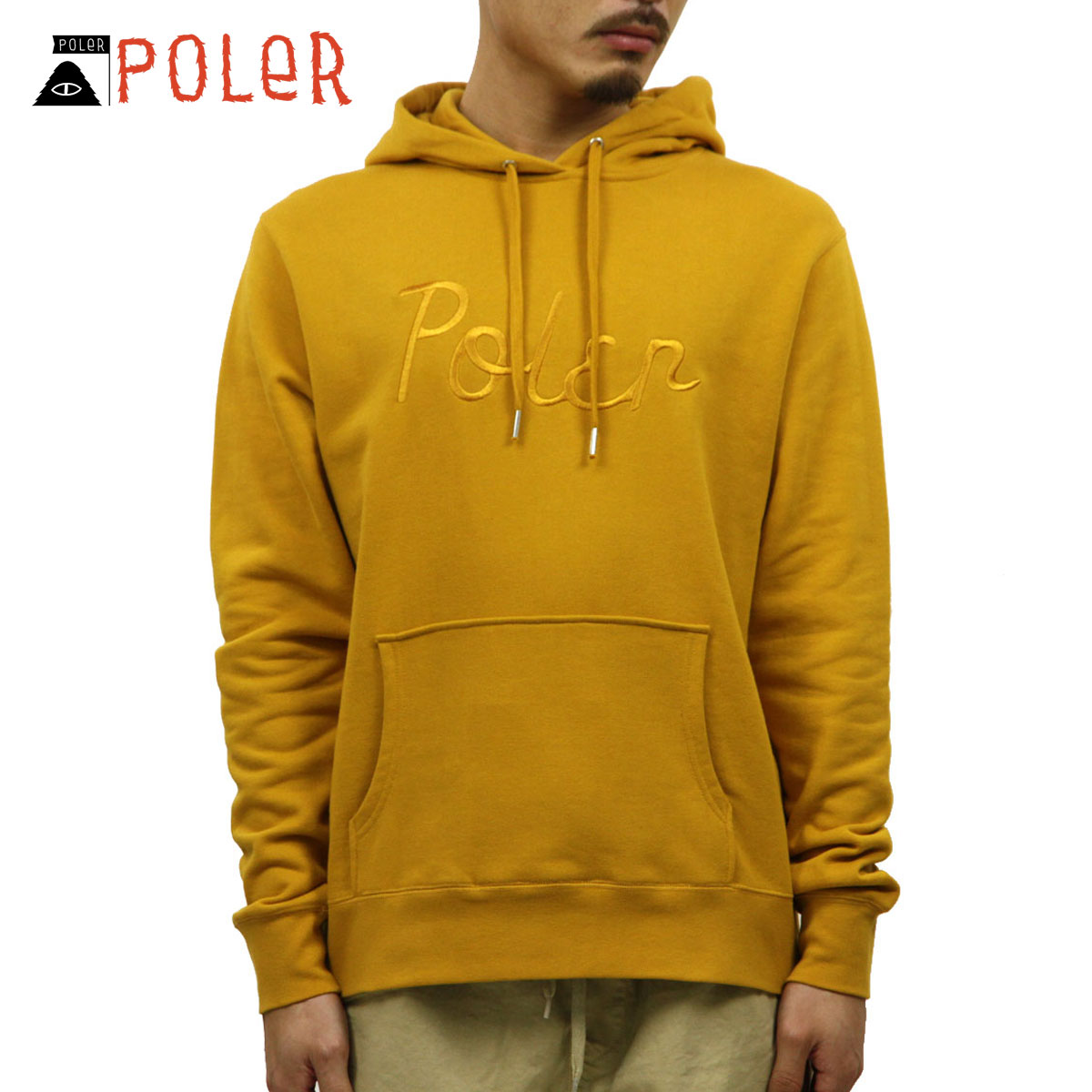 【ポイント10倍 5/9 20:00～5/16 1:59】 ポーラー パーカー メンズ 正規販売店 POLER プルオーバーパーカー LINDEN EMBROIDERED HOODIE 55200060-MUS MUSTARD