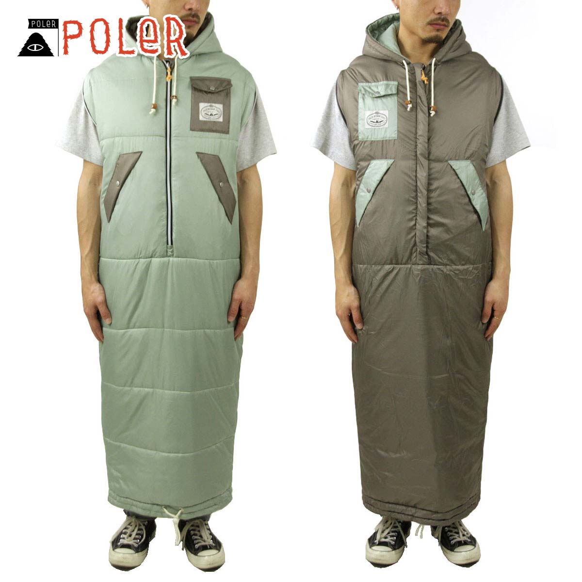 ポーラー 寝袋 メンズ レディース 正規販売店 POLER マミー型寝袋 リバーシブル THE NAPSACKS REVERSIBLE 211ACU5501 LICHEN DIRTY ROCK 父の日 プレゼント ラッピング