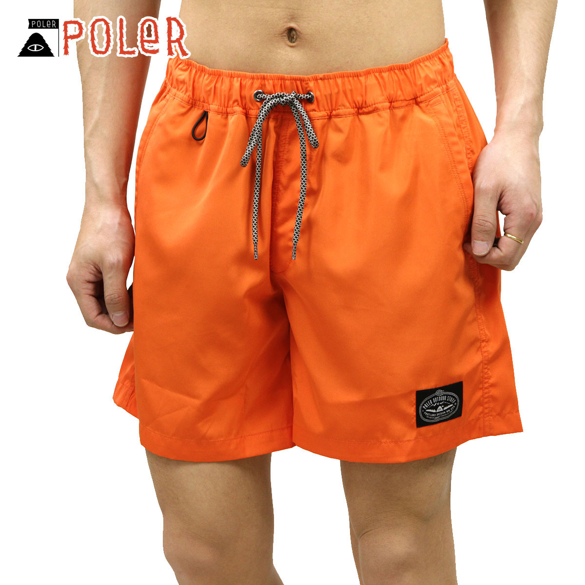 ポーラー ショートパンツ メンズ 正規販売店 POLER 2WAY 水着 ハーフパンツ スイムパンツ ボトムス POLER 2WAY BAGGY SHORTS 55100138-ORG ORANGE 父の日 プレゼント ラッピング