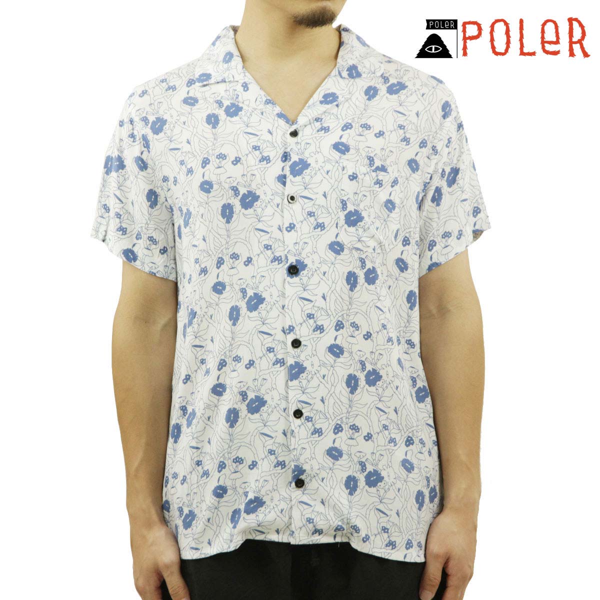 ポーラー シャツ メンズ 正規販売店 POLER 開襟シャツ オープンカラーシャツ 半袖シャツ ALOHA SHIRT 221APM3002 ALL SEEING