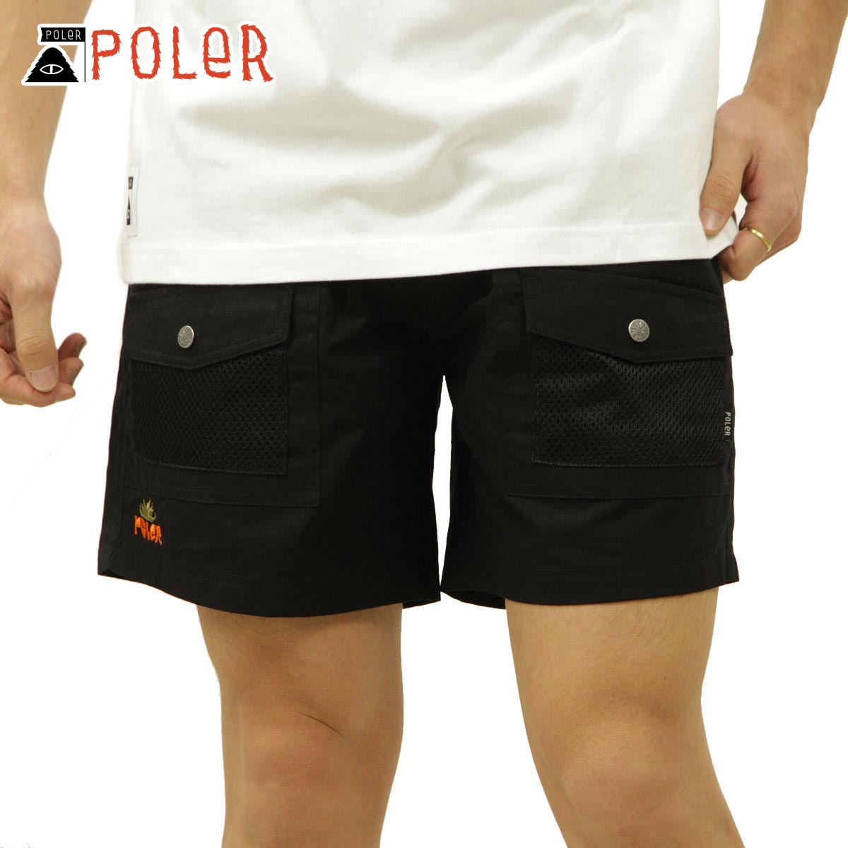 ポーラー ハーフパンツ メンズ 正規販売店 POLER ボトムス CT RIP RELAX FIT BUSH SHORTS DC 5221C006 BLACK