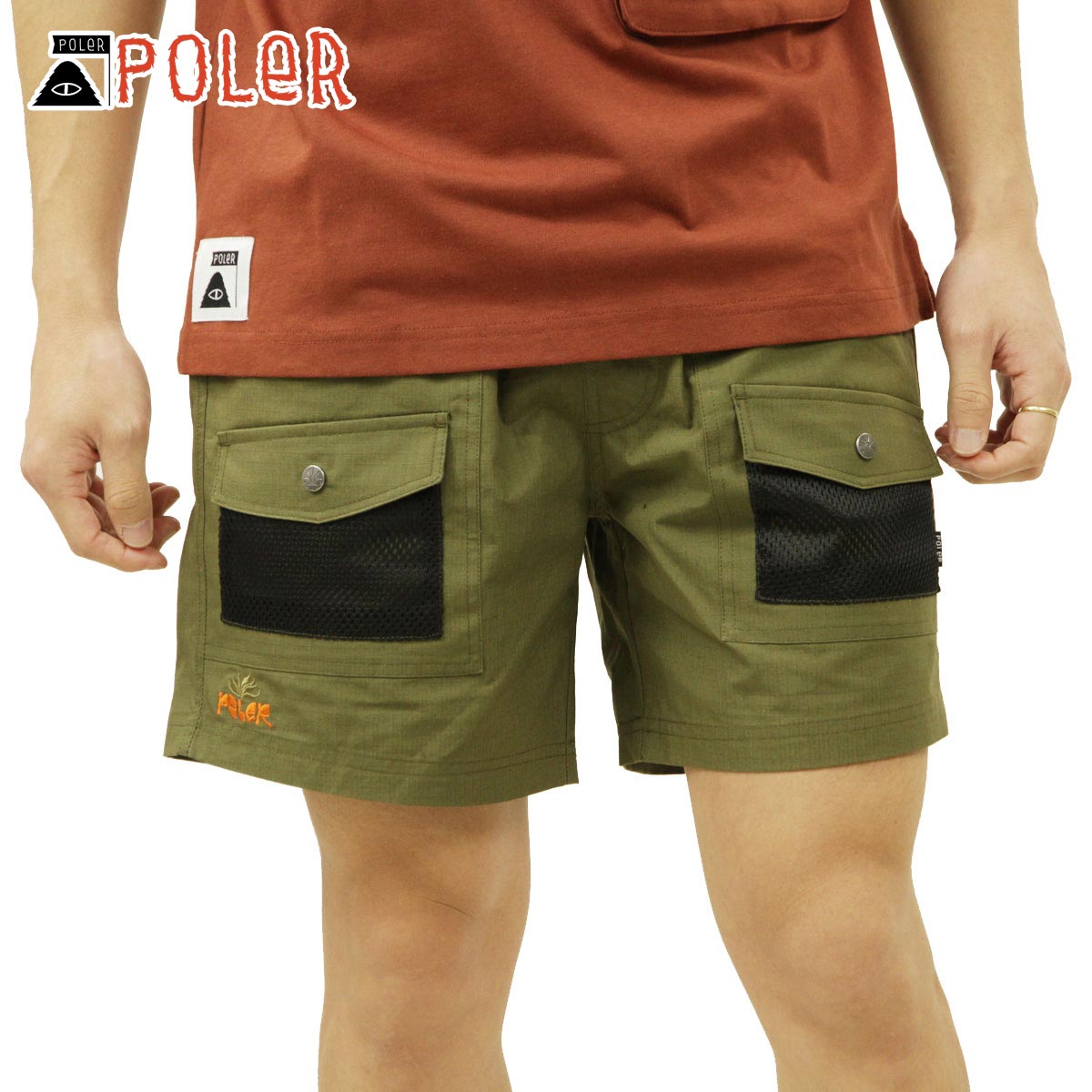 楽天ブランド品セレクトショップ MIXONポーラー ハーフパンツ メンズ 正規販売店 POLER ボトムス CT RIP RELAX FIT BUSH SHORTS DC 5221C006 OLIVE