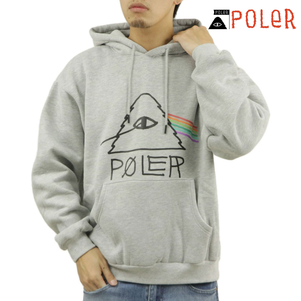 乐天商城 - ポーラー メンズ プルオーバーパーカー 正規販売店 POLER ロゴ フーディー スウェット PSYCHEDELIC HOOD PARKA D 243MCV0071-HGRY H・GRAY
