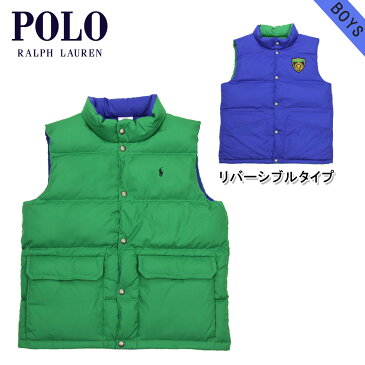 50%OFFクーポンセール 【利用期間 9/4 20:00〜9/11 1:59】 ポロ ラルフローレン キッズ POLO RALPH LAUREN CHILDREN 正規品 子供服 ボーイズ リバーシブルダウンベスト Varsity Reversible Down Vest #22358316 GREEN D20S30