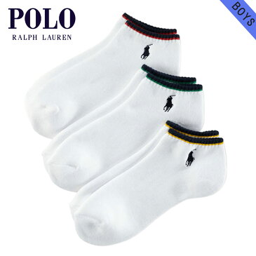 ポロ ラルフローレン キッズ ソックス ボーイズ 子供服 正規品 POLO RALPH LAUREN CHILDREN 靴下 DOUBLE-STRIPE PED 3-PACK 12341017