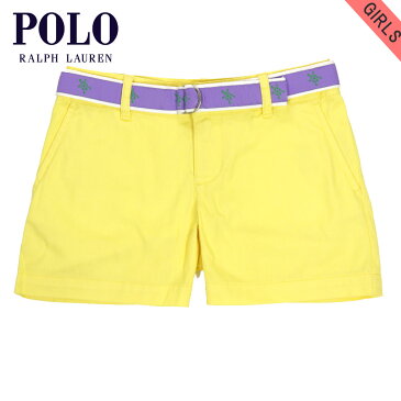 ポロ ラルフローレン キッズ ショートパンツ ガールズ 子供服 正規品 POLO RALPH LAUREN CHILDREN ボトムス Chino Short #18123076 ベルト付き YELLOW D25S35 父の日