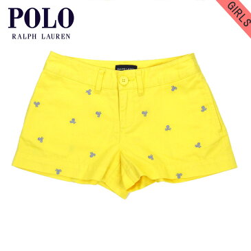 ポロ ラルフローレン キッズ ショートパンツ ガールズ 子供服 正規品 POLO RALPH LAUREN CHILDREN ボトムス Embroidered Chino Short #18679246 ベルト無し YELLOW D25S35 父の日