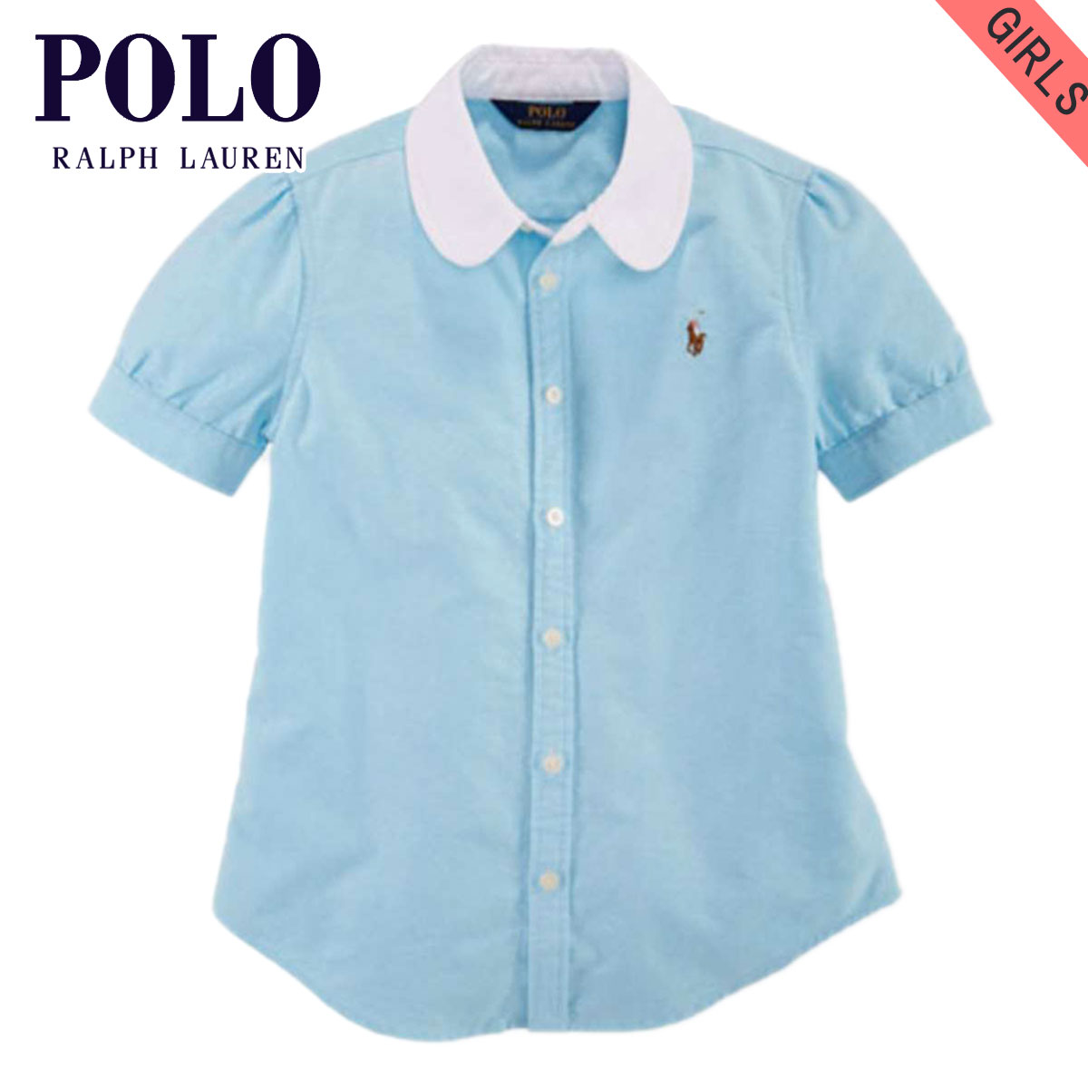 ポロ ラルフローレン キッズ シャツ ガールズ 子供服 正規品 POLO RALPH LAUREN CHILDREN 半袖シャツ COTTON OXFORD SHIRT 56343616 D20S30