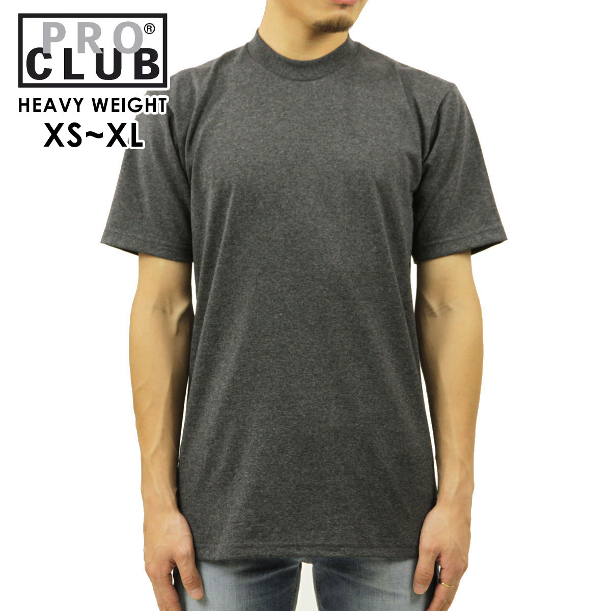 ץ T   PROCLUB ȾµT 롼ͥåT HEAVY WEIGHT COTTON SHORT SLEEVE CREW NECK T-SHIRT CHARCOAL #101 礭