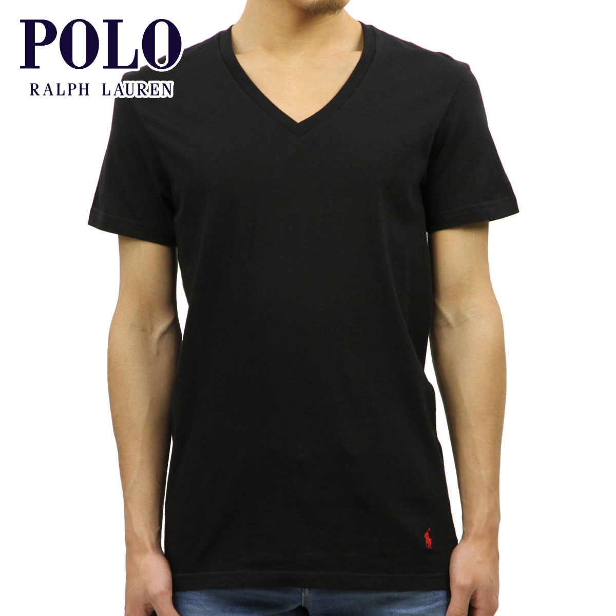 ポロ ラルフローレン Tシャツ 正規品 POLO RALPH LAUREN 半袖Tシャツ VネックTシャツ アンダーウェア COTTON CLASSIC V-NECK T-SHIRT NCVNP PBD POLO BLACK/RL2000 RED PP