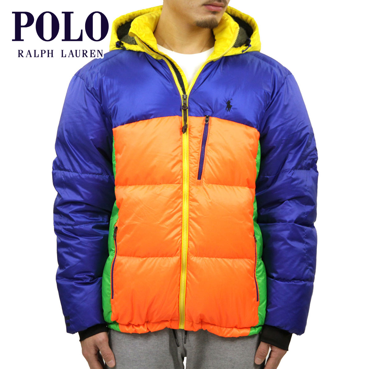 ポロ ラルフローレン ダウンジャケット メンズ 正規品 POLO RALPH LAUREN アウター フード付き ジャケット COLOUR-BLOCK QUILTED SHELL HOODED DOWN JACKET