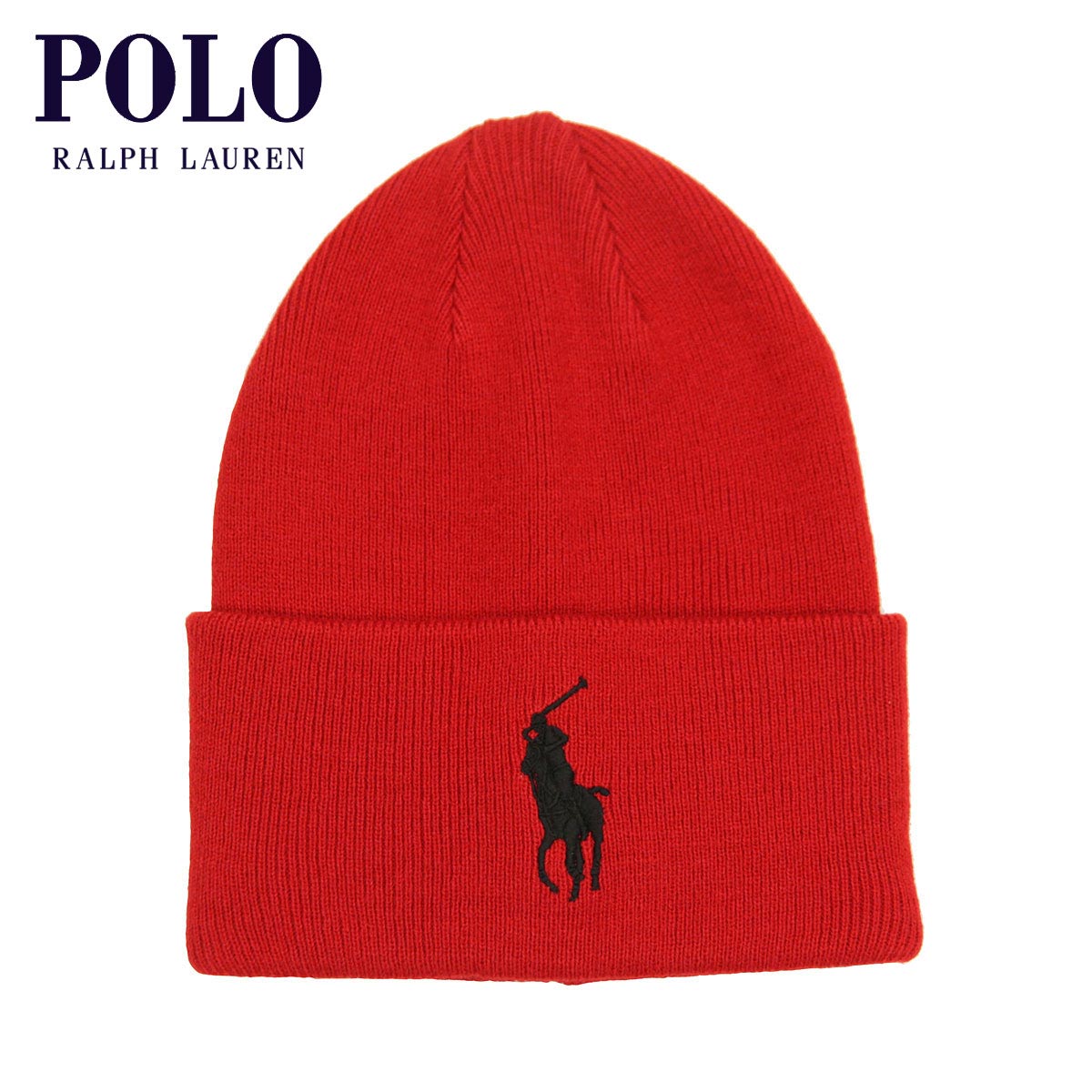 ポロ ラルフ ローレン ポロ ラルフローレン 帽子 メンズ レディース 正規品 POLO RALPH LAUREN ビーニー ビッグポニー ニットキャップ BIG PONY CUFF HAT PC0436 620 RL 2000 RED