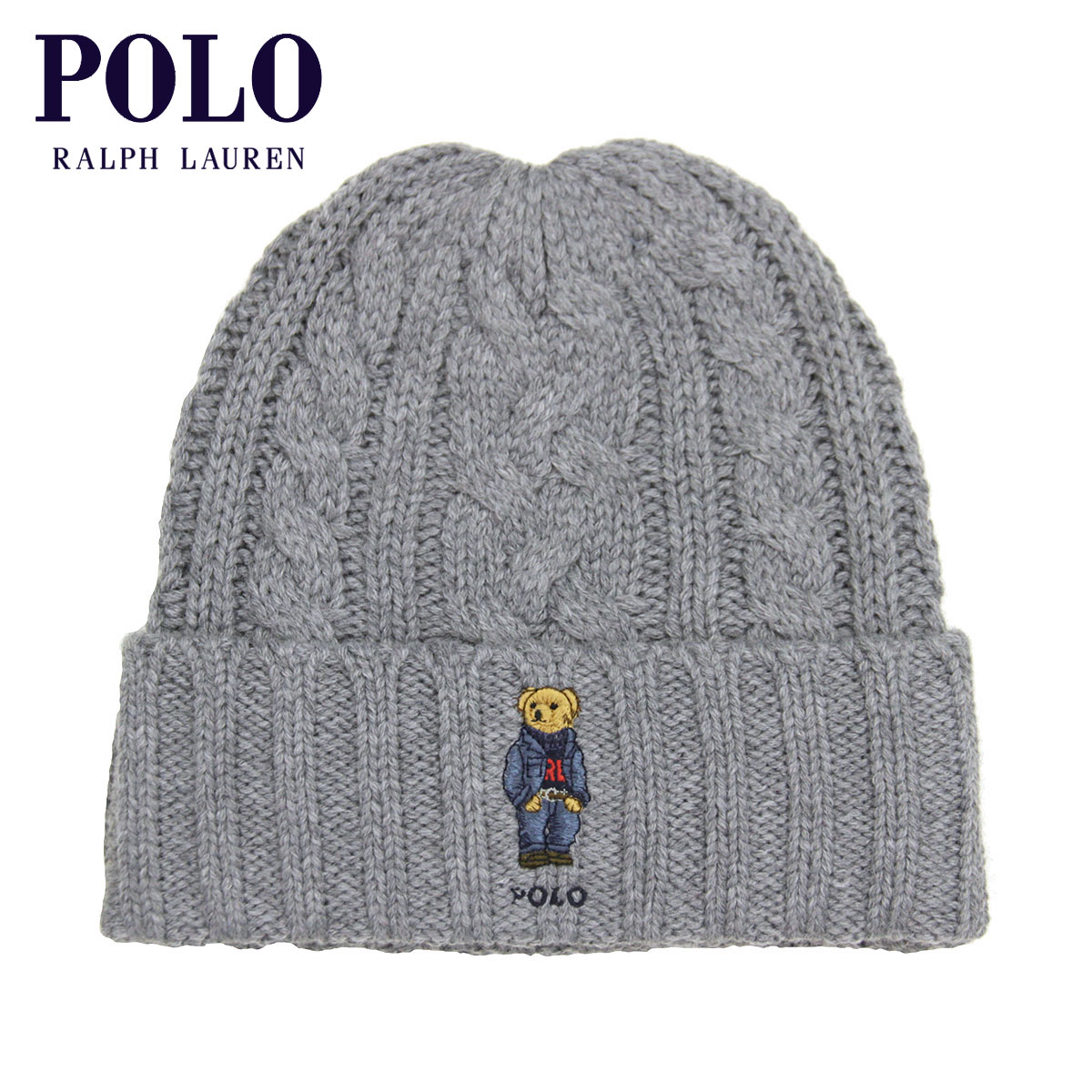 【ポイント10倍 9/1 0:00〜9/1 23:59】 ポロ ラルフローレン ベア 帽子 メンズ レディース 正規品 POLO RALPH LAUREN ビーニー ケーブルニット ニットキャップ RECYCLED CABLE BEAR BEANIE PC0811 021 CLASSIC GREY HEATHER