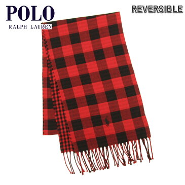 ポロ ラルフローレン マフラー メンズ レディース 正規品 POLO RALPH LAUREN ニット チェック柄マフラー REVERSIBLE CHECK SCARF PC0744 623 MADISON RED