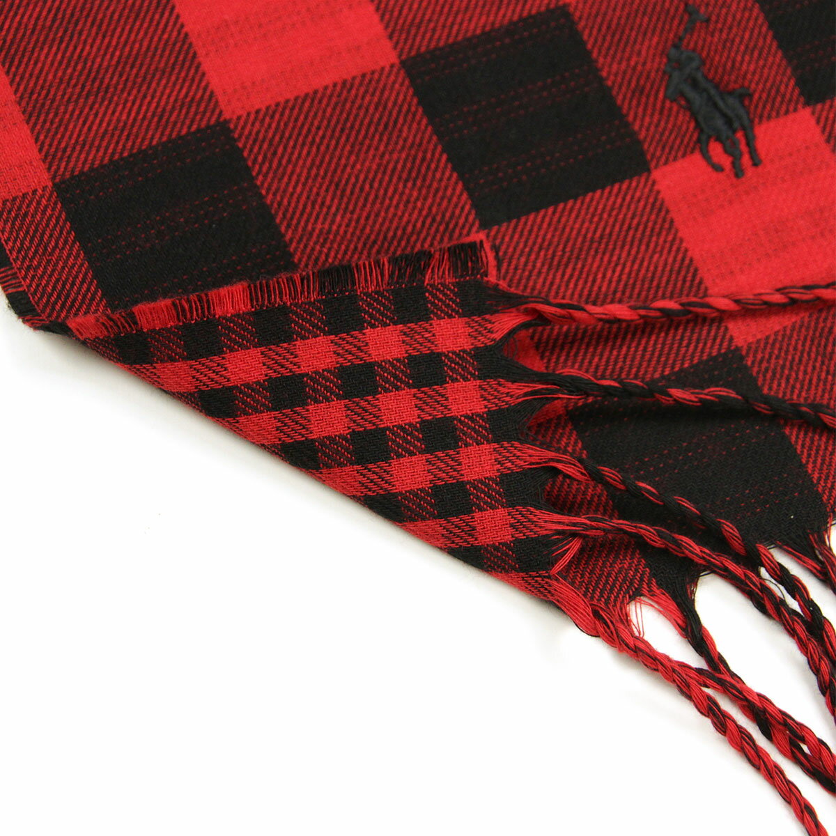 ポロ ラルフローレン マフラー メンズ レディース 正規品 POLO RALPH LAUREN ニット チェック柄マフラー REVERSIBLE CHECK SCARF PC0744 623 MADISON RED