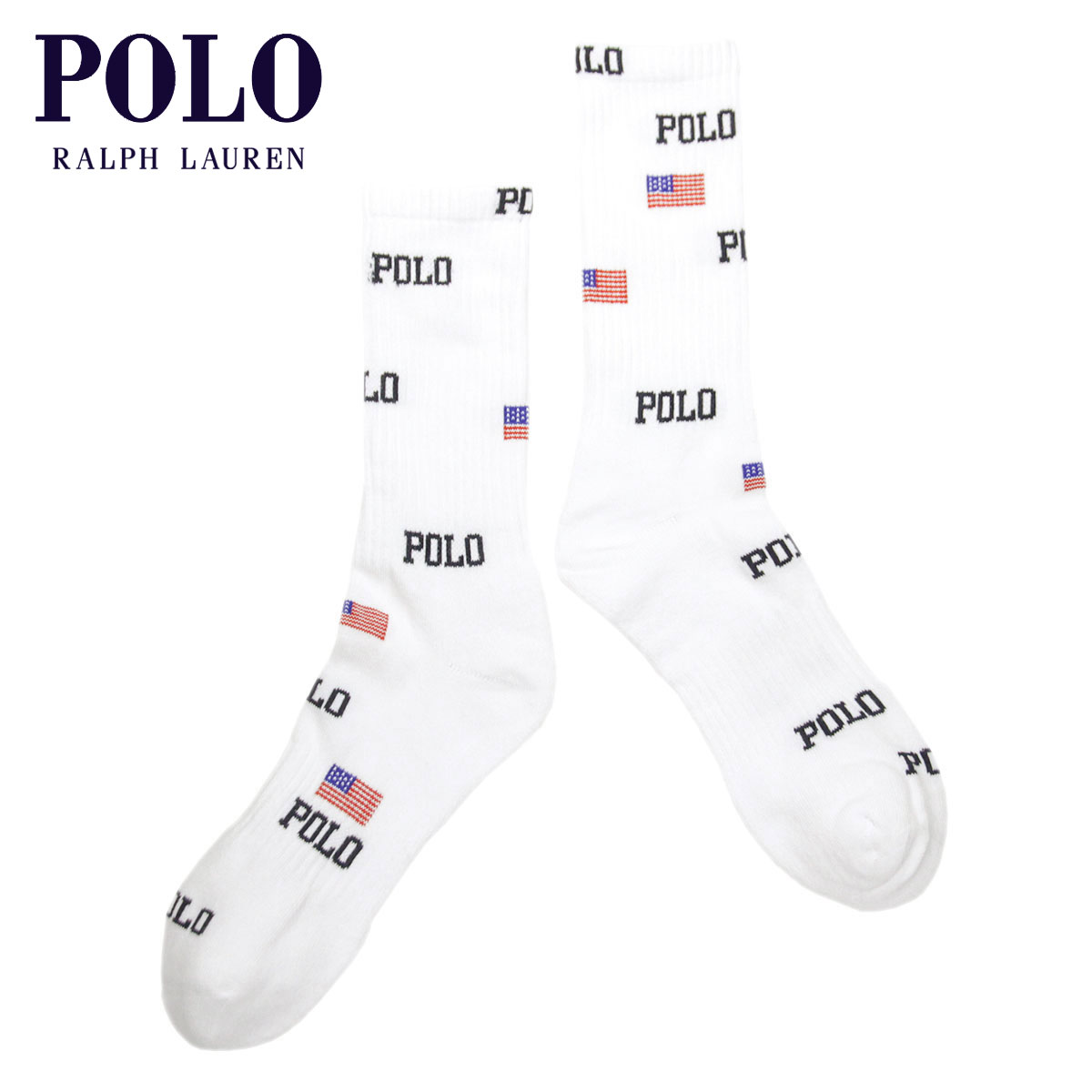 【ポイント10倍 5/23 20:00～5/27 1:59】 ポロ ラルフローレン 靴下 メンズ 正規品 POLO RALPH LAUREN クルー丈 ビジネスソックス AMERICANA CREW SINGLE SOCKS 889320 WHITE